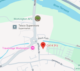 Map of where to find The Coroner's Court, Workington